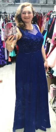 Společenské šaty-půjčení 0401.0061-dlouhé,modré.
